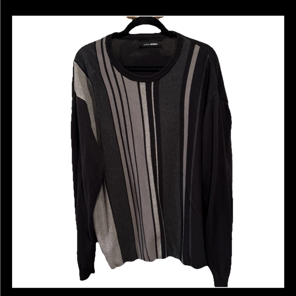 John Henry Men's Black‎ and Gray Crewneck Sweater Size XXL